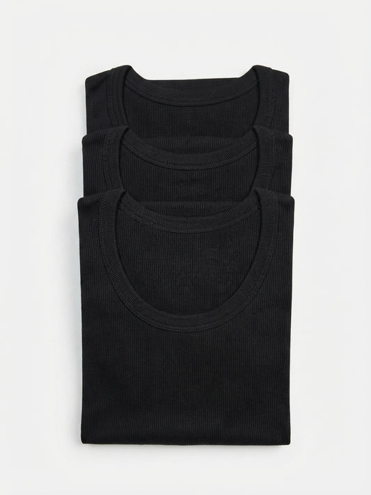Pack Of Three Men’s Premium Fine Rib-Knit Cotton Tank Top