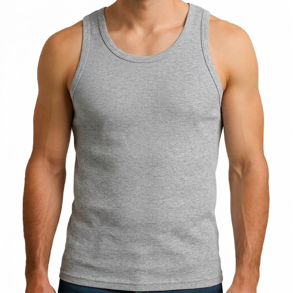 Men’s Premium Fine Rib-Knit Cotton Tank Top (Pack Of 3)
